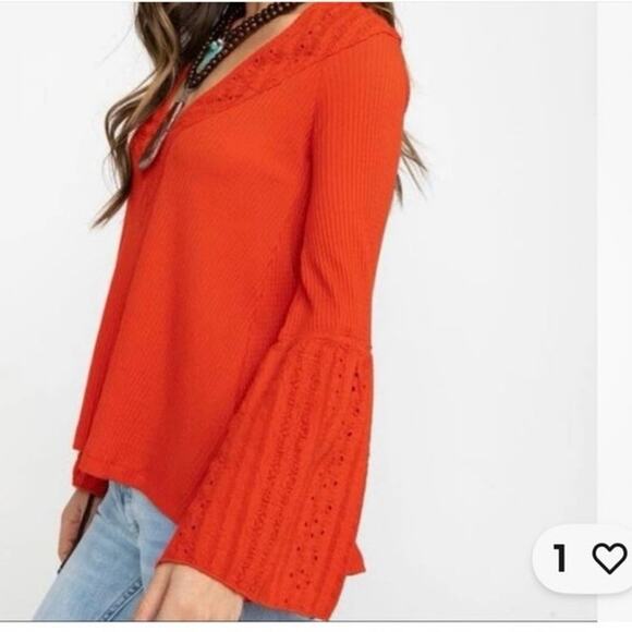 FREE PEOPLE BELL SLEVEE BLOUSE WOMENS SIZE M - Picture 4 of 12